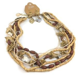 Wood shell necklace with earrings